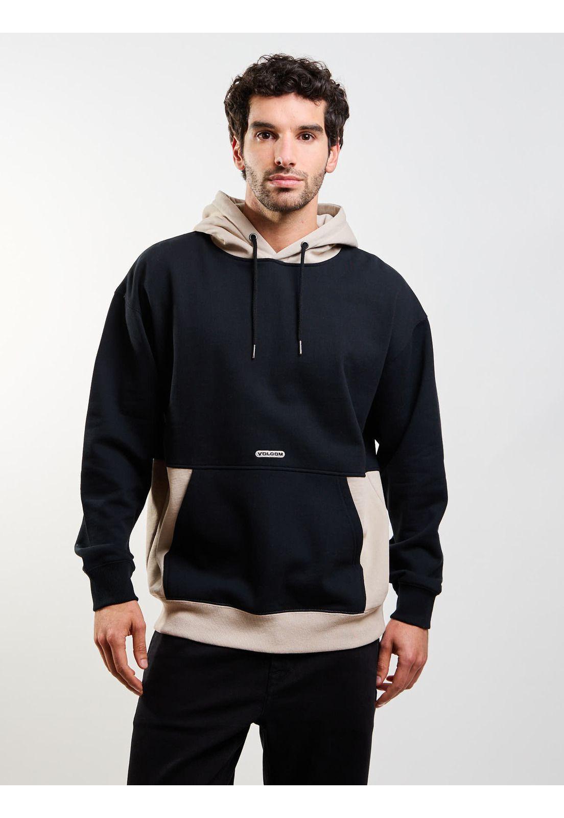Poleron Canguro Block VLC Negro Hombre Volcom-3