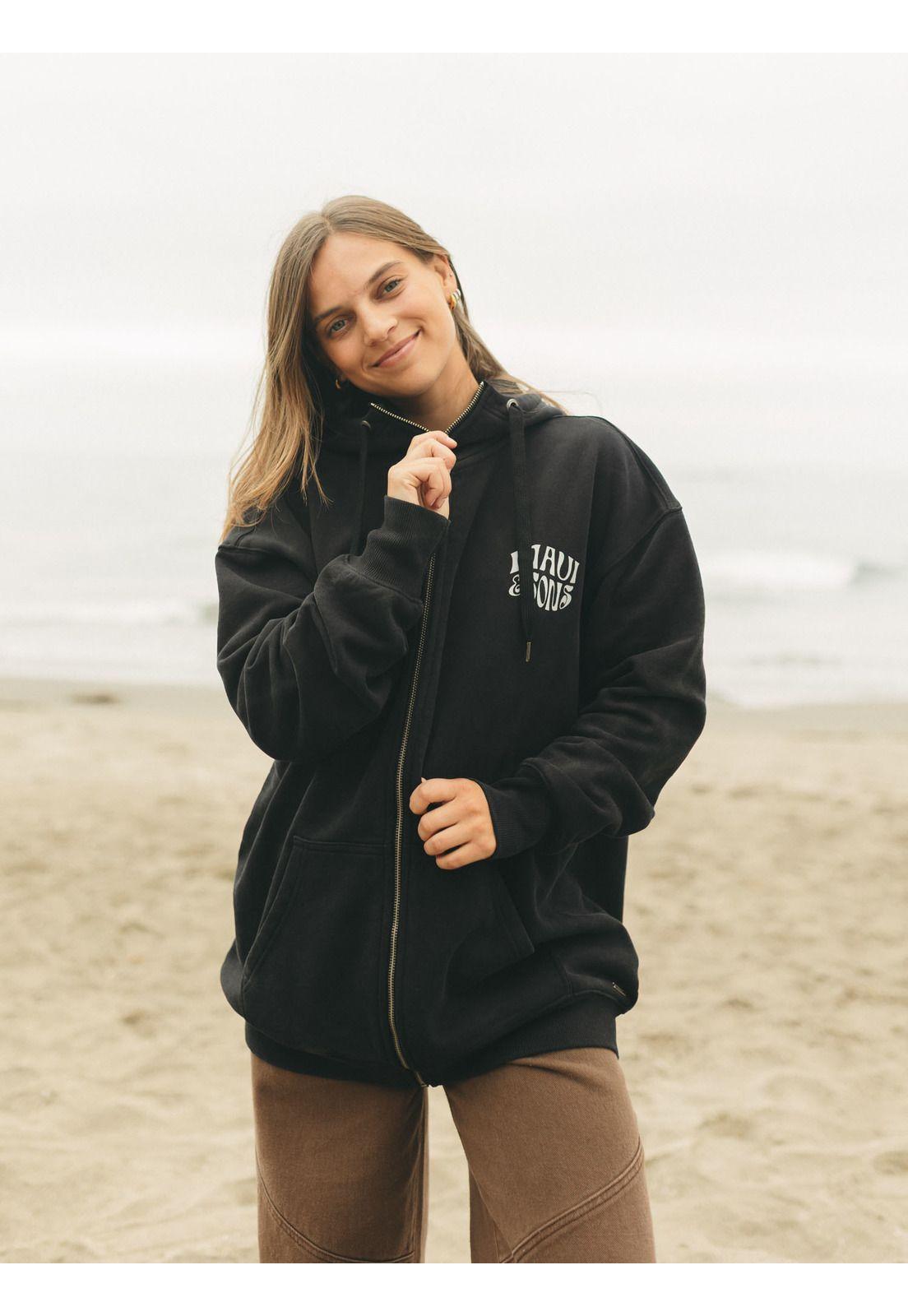 Poleron FZ Kiribati Negro Mujer Maui And Sons-0