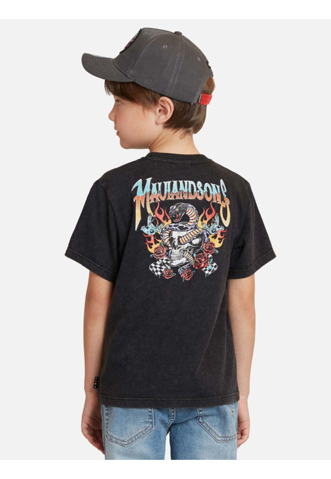 Polera Motor Tattoo Niño Negro Maui And Sons-1
