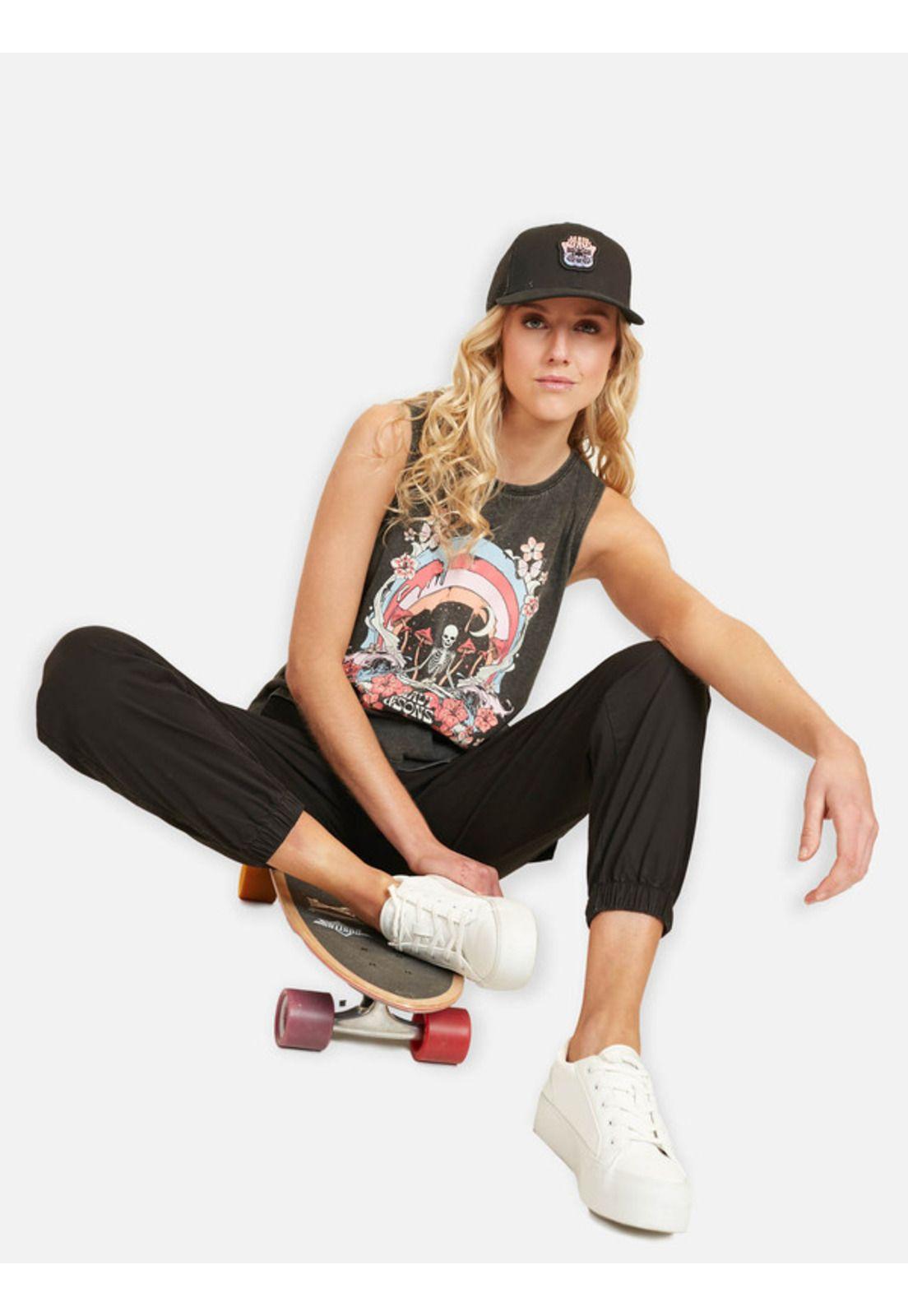 Polera Rainbow Skull Mujer Negro Maui And Sons-3