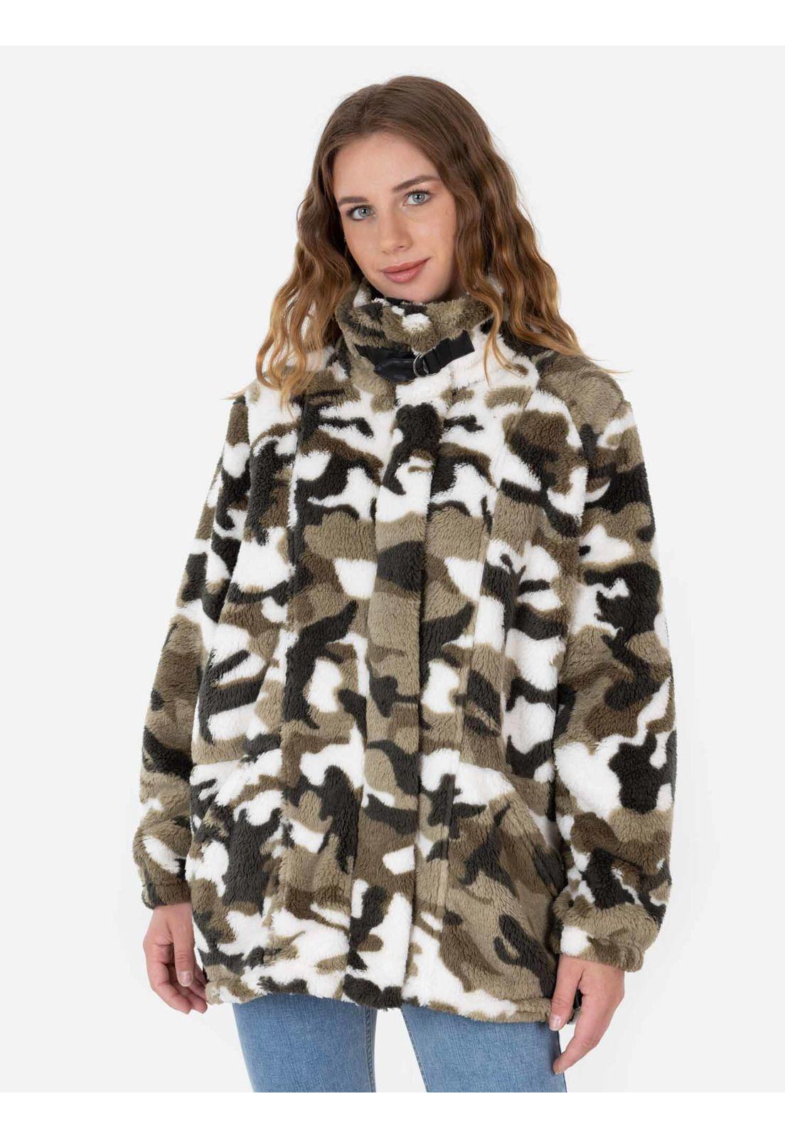 Poleron CAMO SHERPA Mujer Multicolor Maui and Sons-0