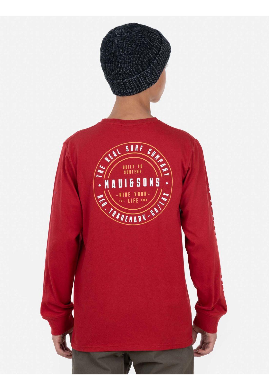 Polera EST. LIFE. 1980 LS TEE Juvenil Rojo Maui & Sons-1