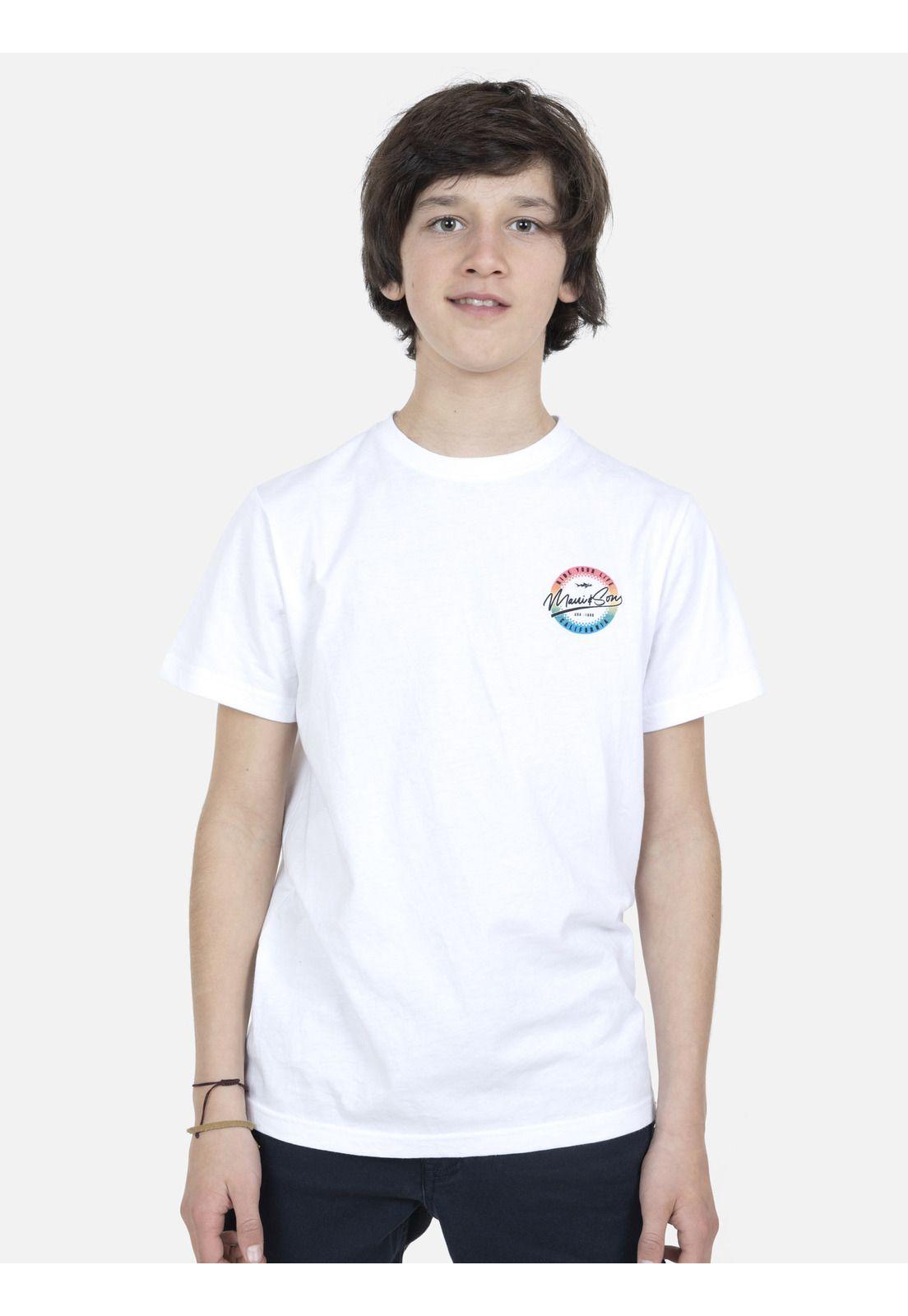 Polera M/C Juvenil Blanco 5P476-MV22 Maui & Sons-0