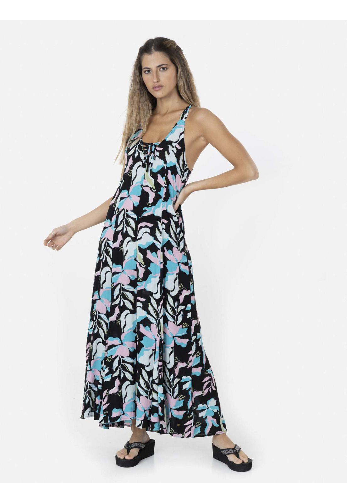 Vestido FOREST FLOWER LONG DRESS Mujer Multicolor Maui And Sons-3