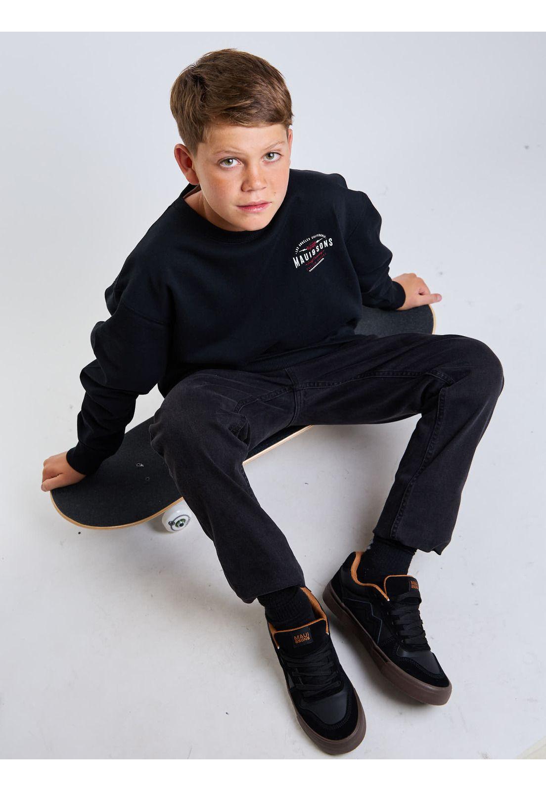 Poleron CR Crew Surf Negro Infantil Maui And Sons-5