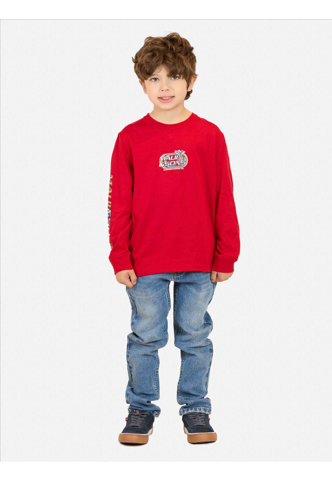Polera ML Fiery Soul Rojo Infantil Maui And Sons-3