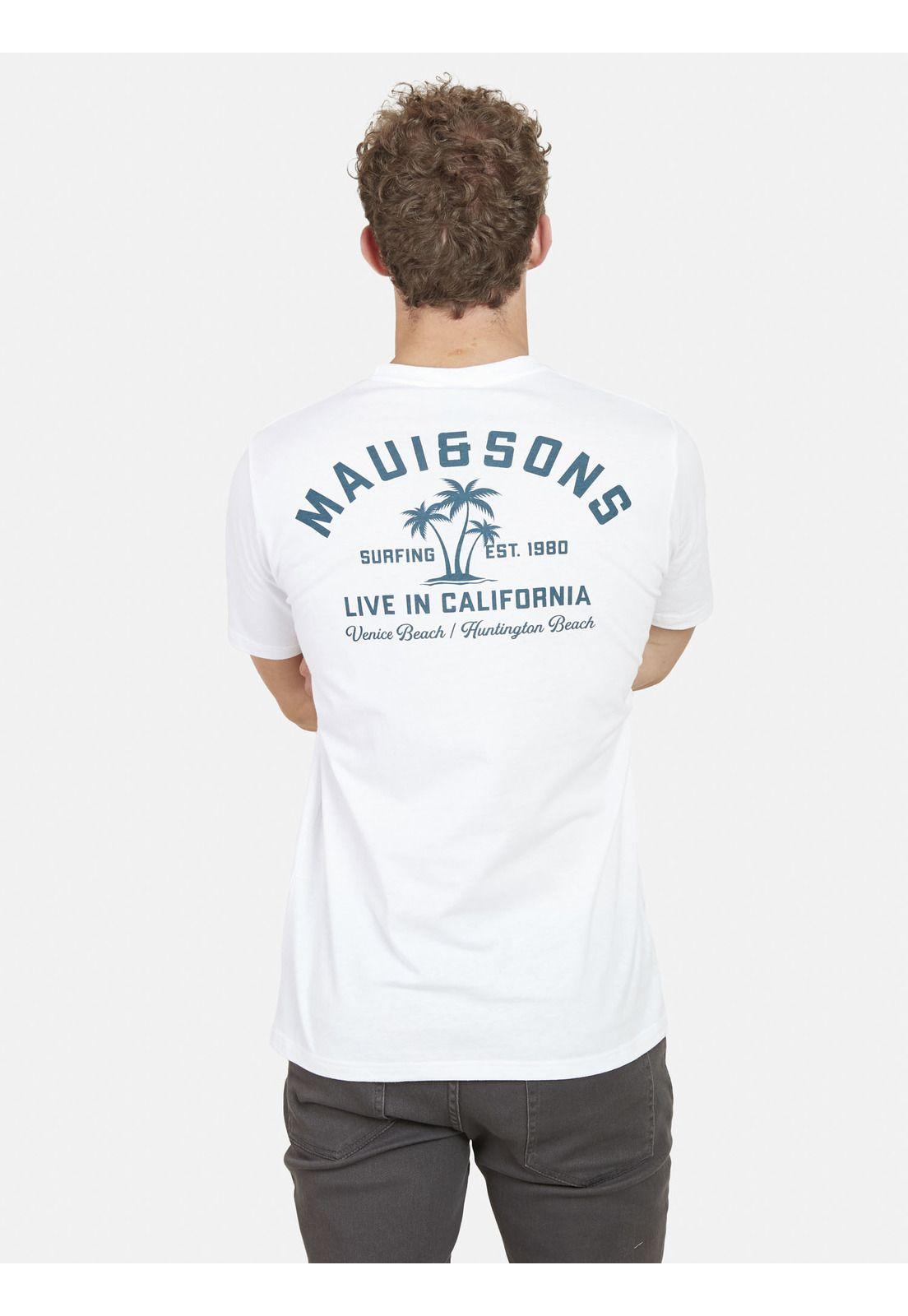 Polera LIVE IN LAX Hombre Blanco Maui and Sons-1