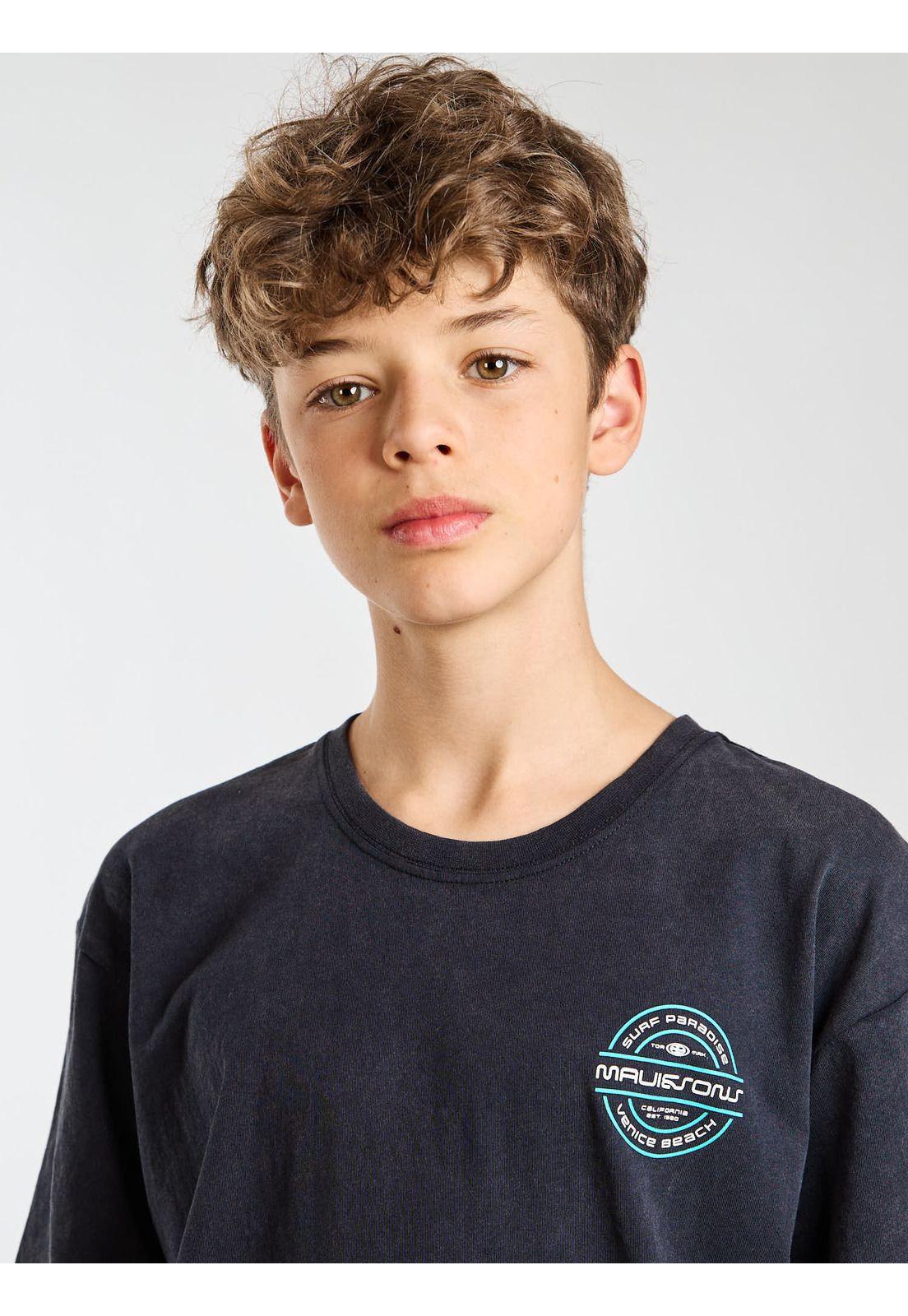 Polera MC Horizon Negro Infantil Maui and Sons-4