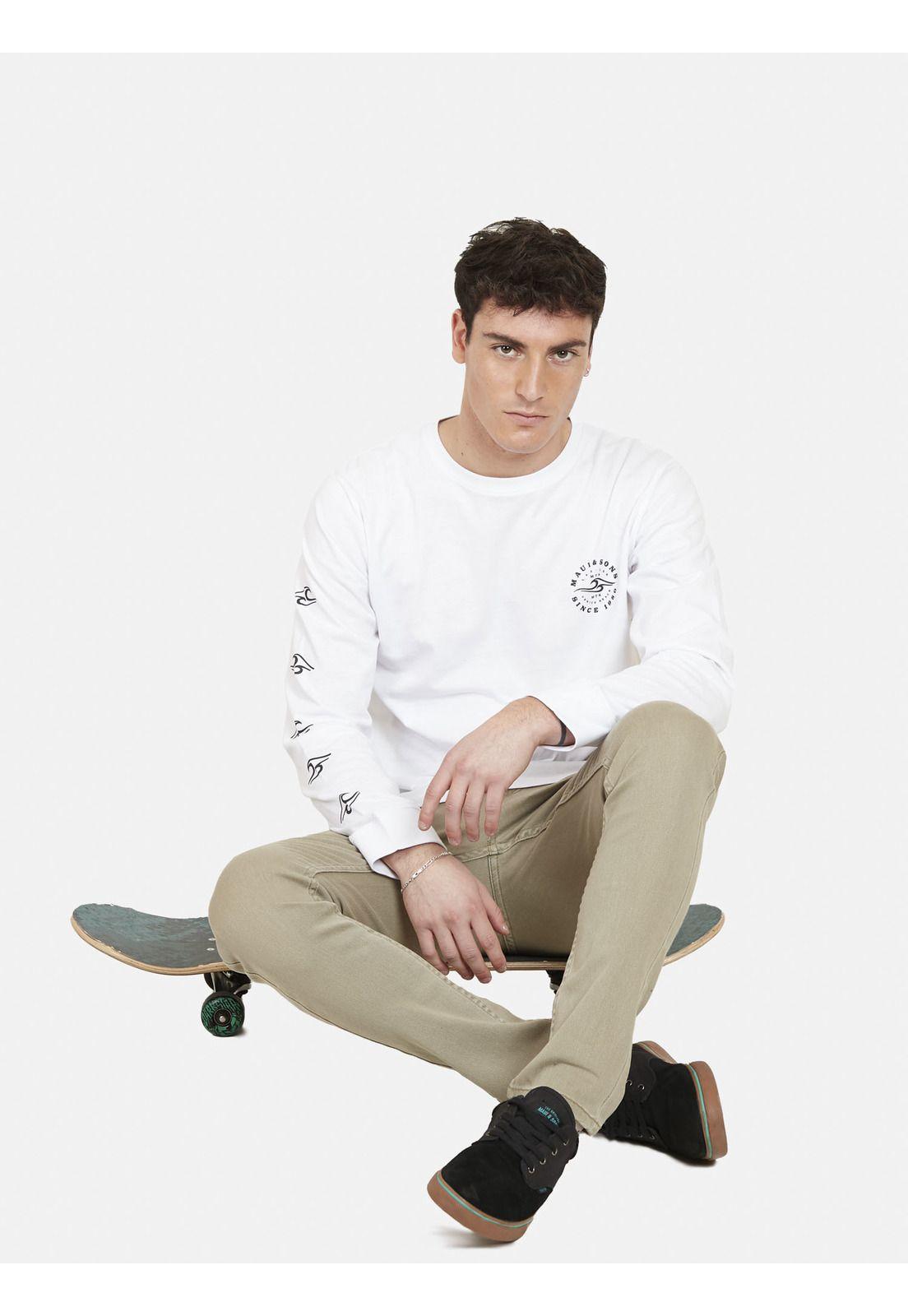 Polera WAVES 1780 Hombre Blanco Maui and Sons-3