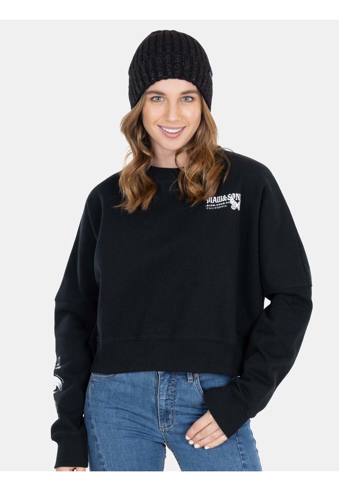 Poleron The Just Crew Neck Negro Mujer Maui And Sons-0