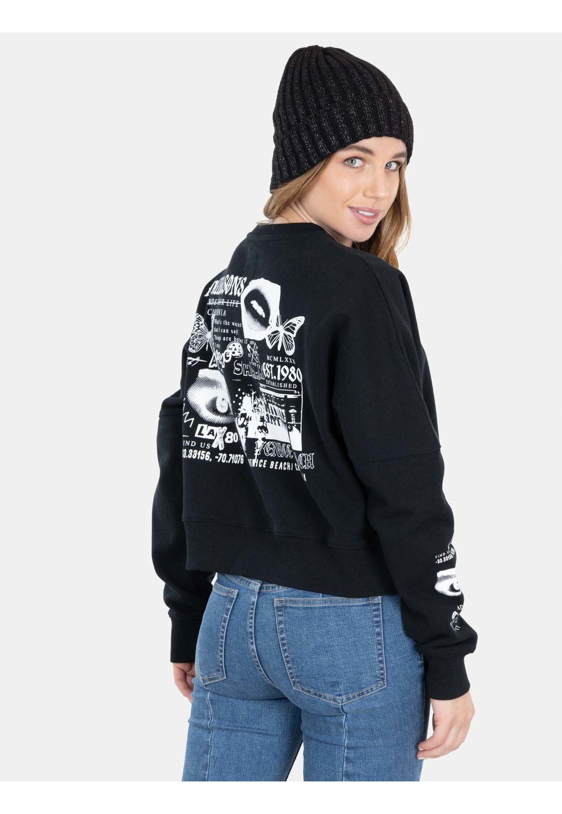 Poleron The Just Crew Neck Negro Mujer Maui And Sons-1