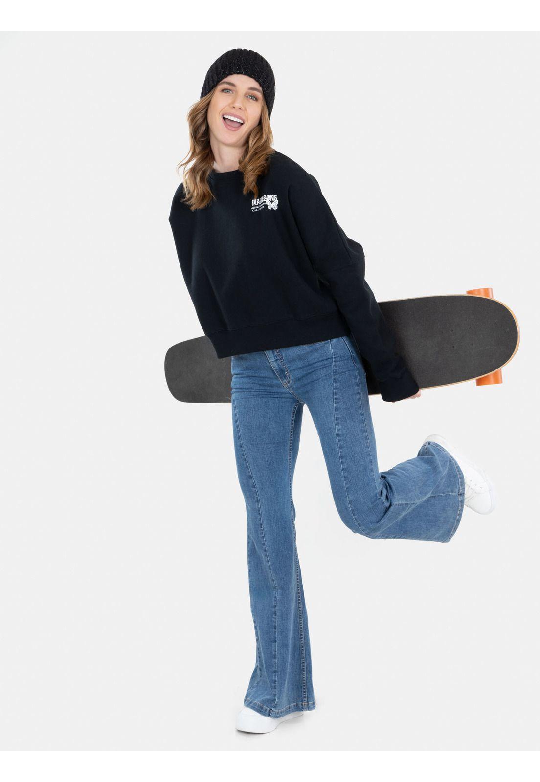 Poleron The Just Crew Neck Negro Mujer Maui And Sons-3