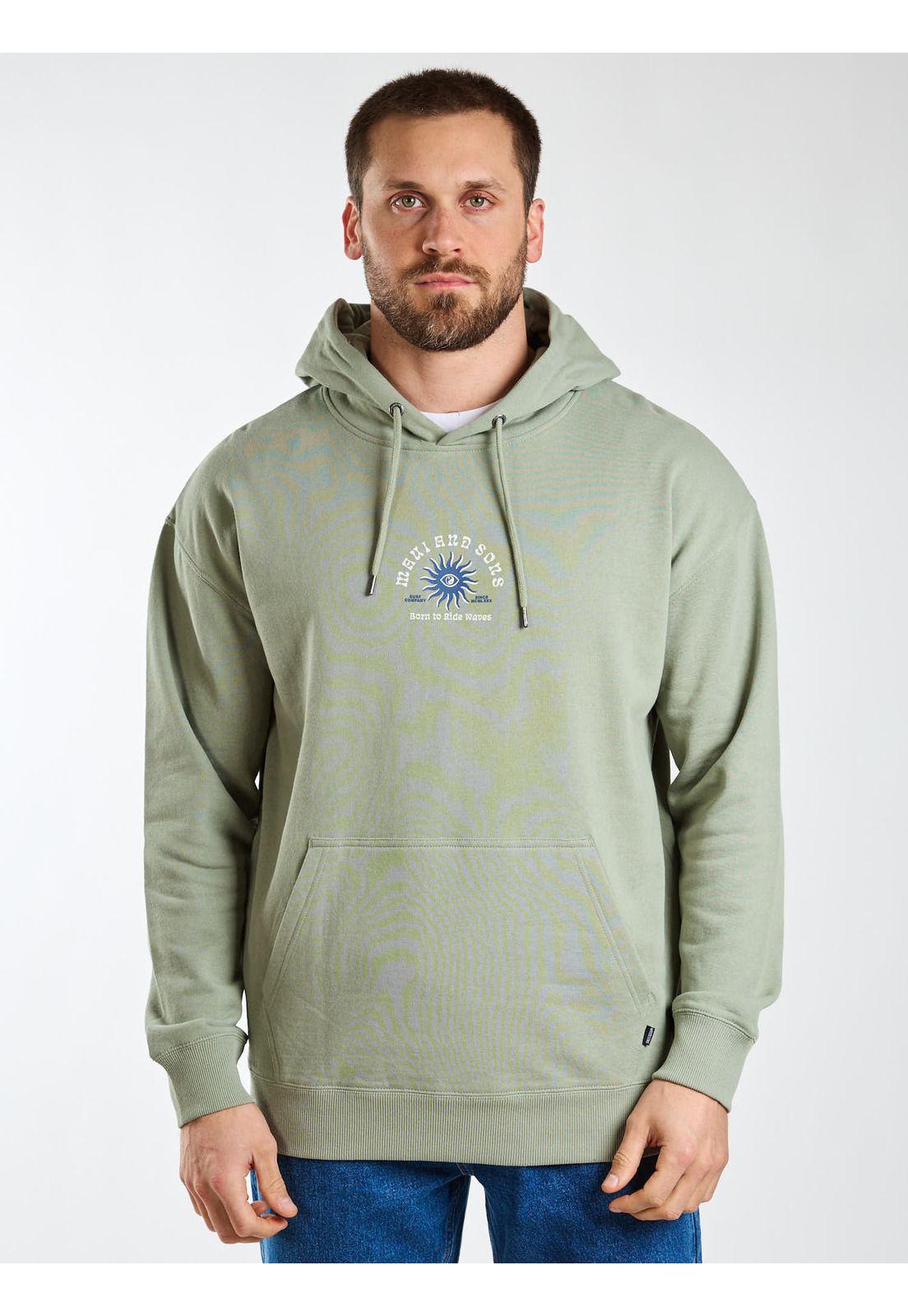 Poleron Canguro Forest Verde Hombre Maui and Sons-0