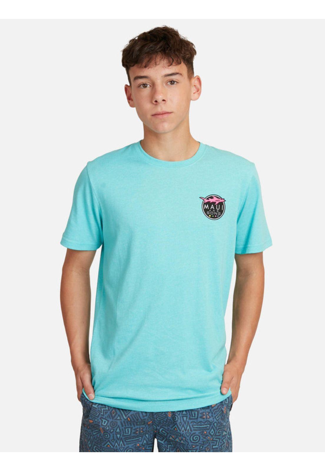 Polera Maui Logo Shark Vintage Tees Juvenil Hombre Celeste Maui And Sons-0