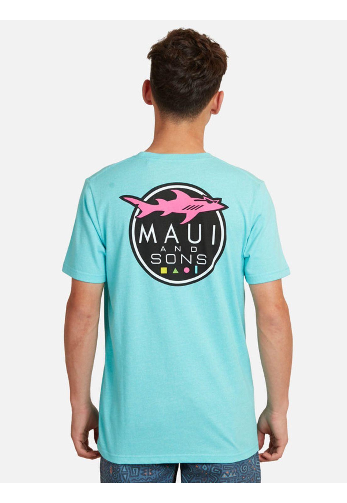 Polera Maui Logo Shark Vintage Tees Juvenil Hombre Celeste Maui And Sons-1