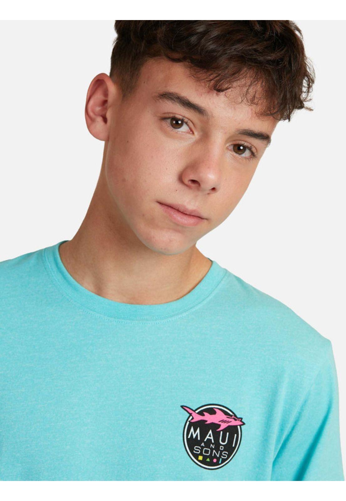 Polera Maui Logo Shark Vintage Tees Juvenil Hombre Celeste Maui And Sons-2