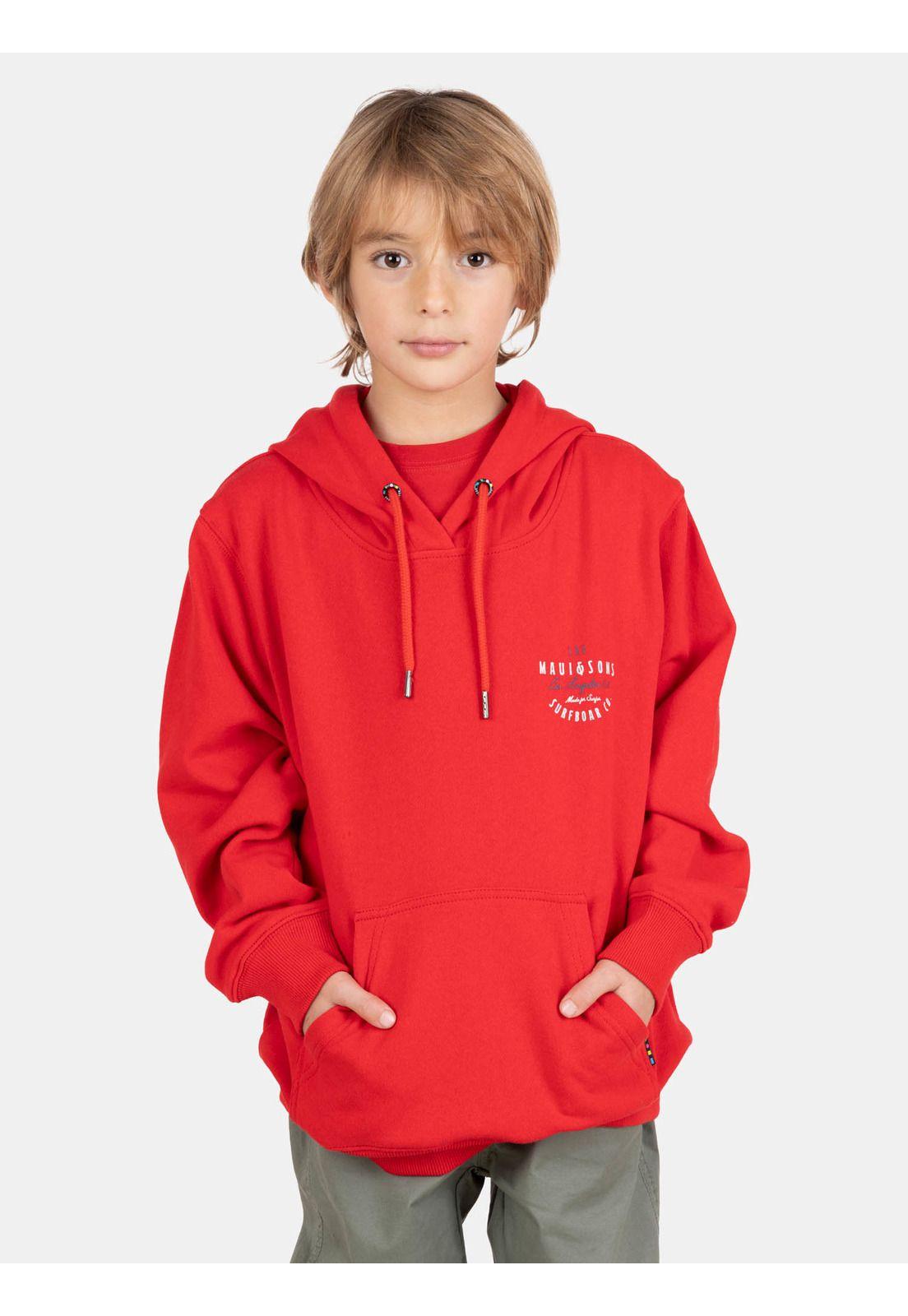 Poleron Canguro Tiki Rojo Infantil Maui And Sons-0