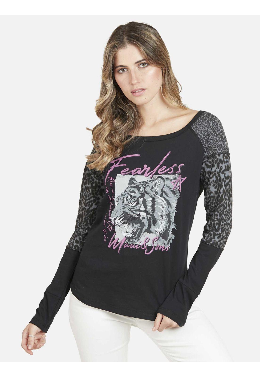 Polera Manga Larga FEARLESS Mujer Negro Maui & Sons-0