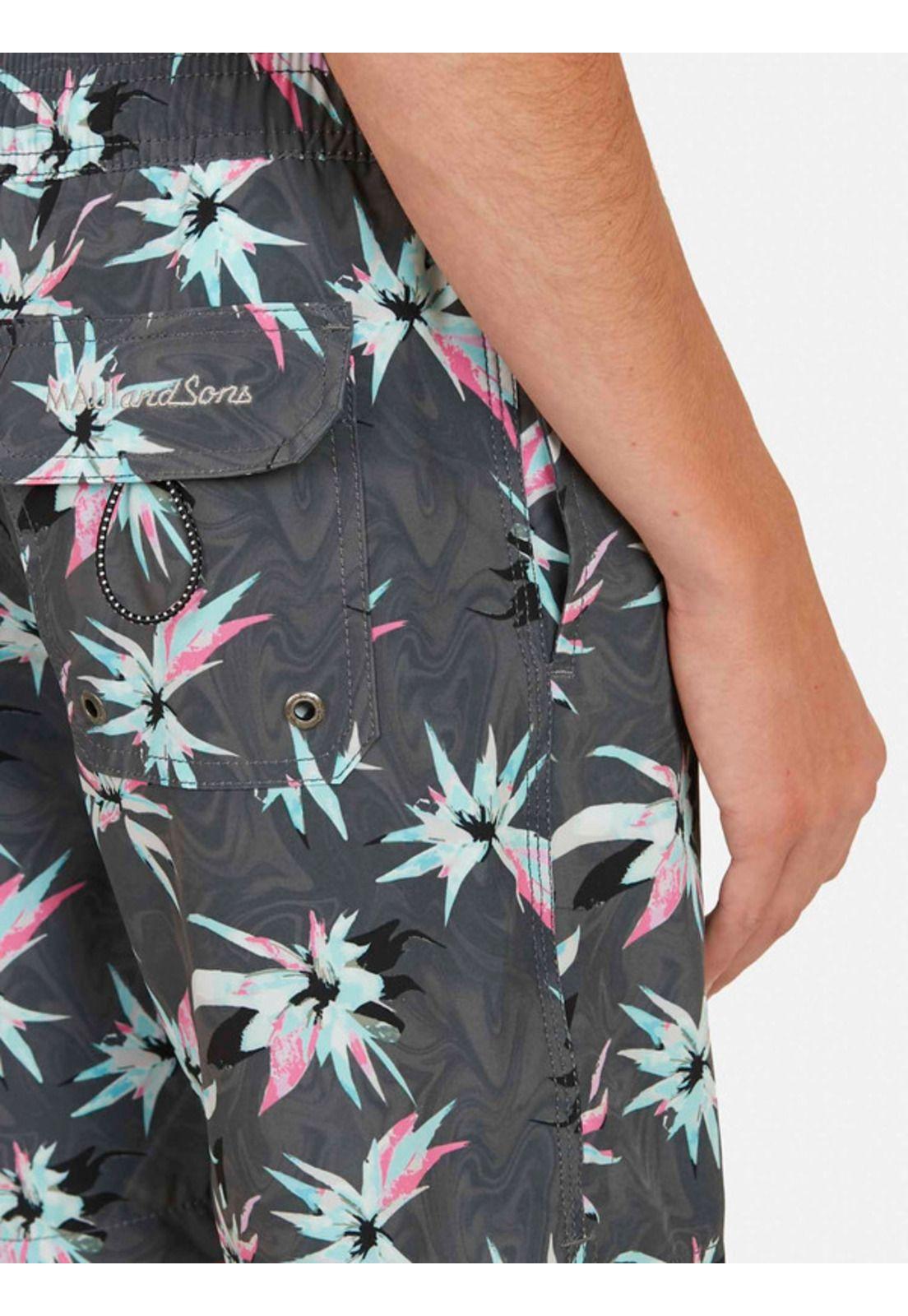 Traje de Baño Hawaiian Dark Elastic Waist Multicolor Juvenil Maui and sons-2