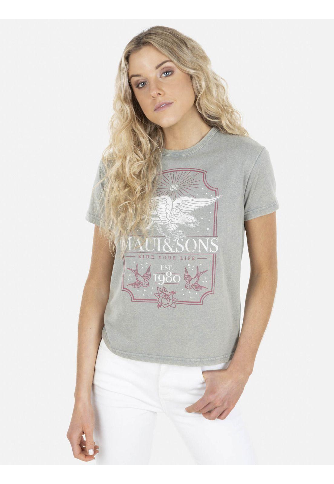 Polera NATURE ARC MILITARY Mujer Verde Maui and Sons-0