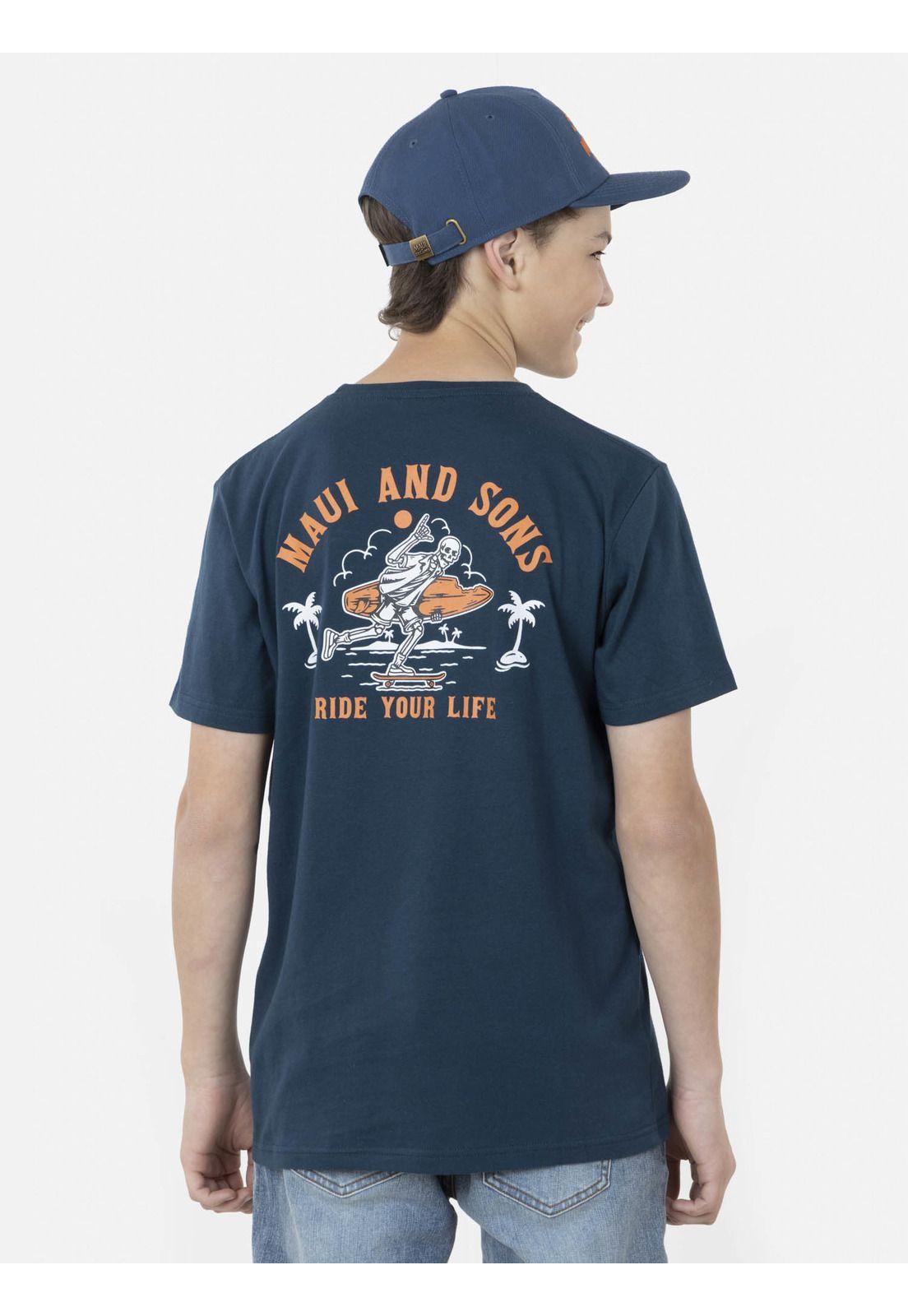 Polera SKULL RIDER Juvenil Azul Maui and Sons-1