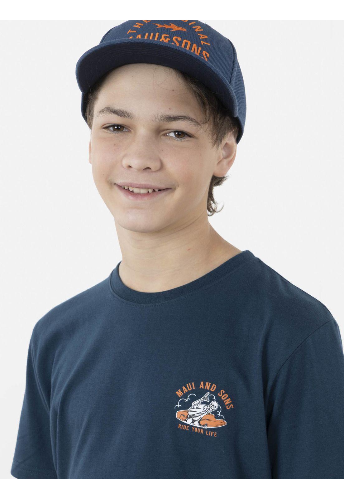 Polera SKULL RIDER Juvenil Azul Maui and Sons-2