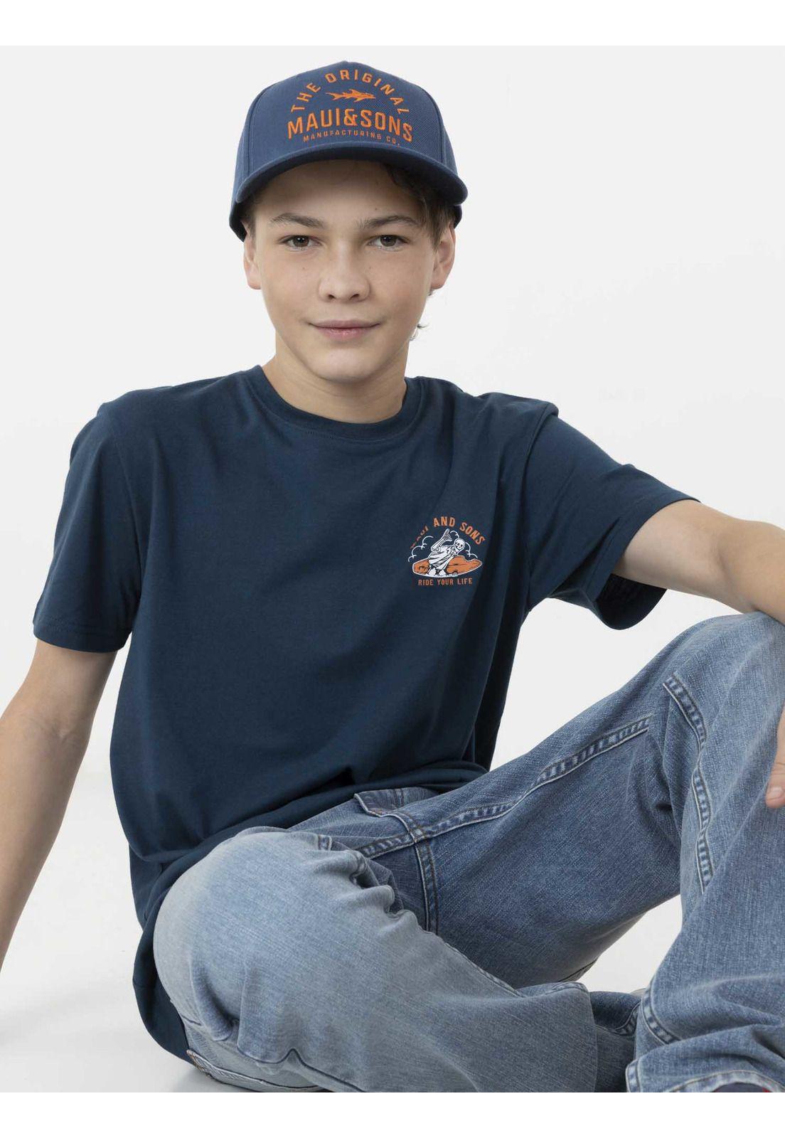 Polera SKULL RIDER Juvenil Azul Maui and Sons-3