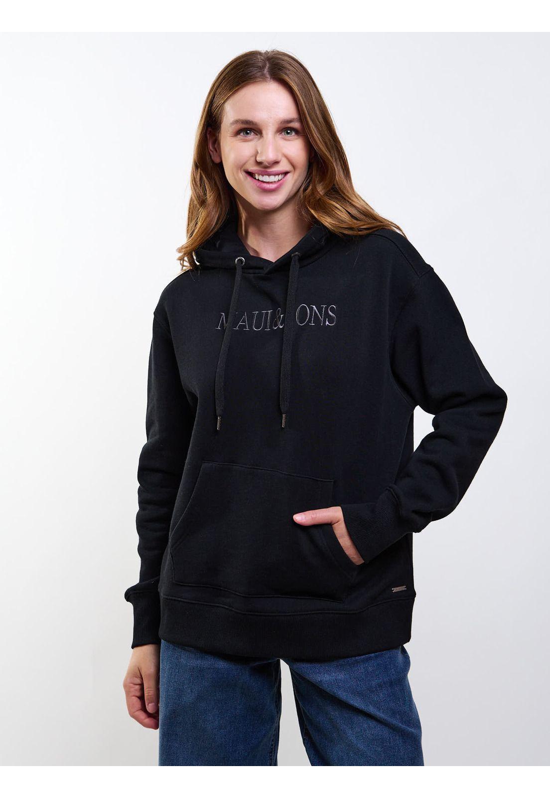 Poleron Canguro Filipinas Negro Mujer Maui And Sons-4