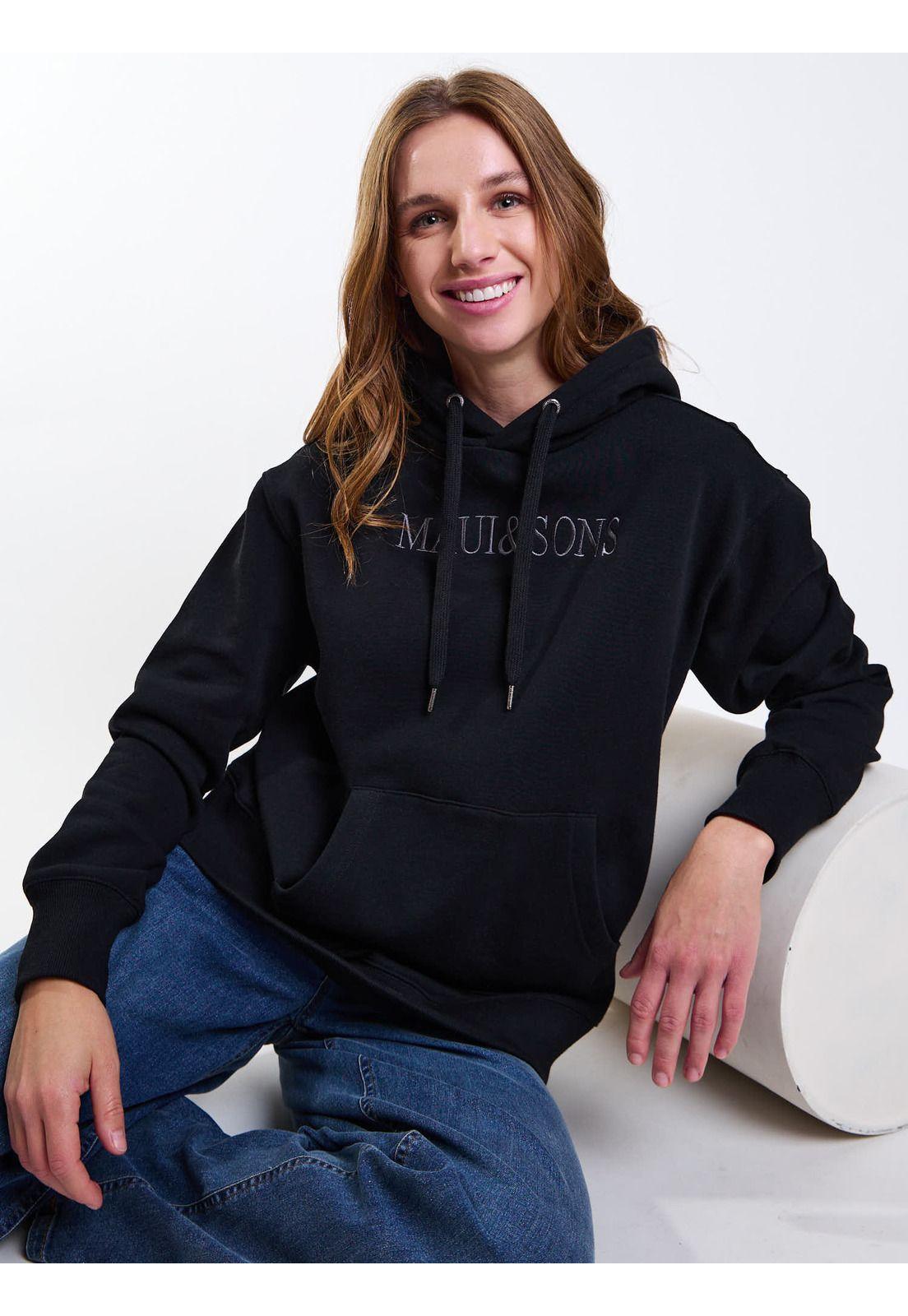 Poleron Canguro Filipinas Negro Mujer Maui And Sons-8