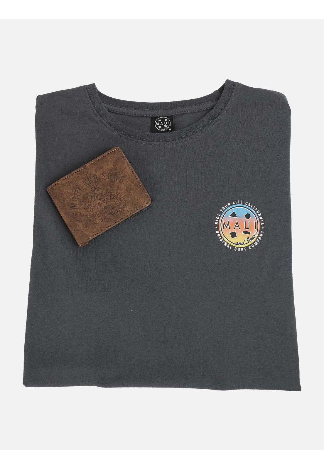 Pack Polera Billetera 5AV1558 Hombre Gris Oscuro Maui and Sons-2