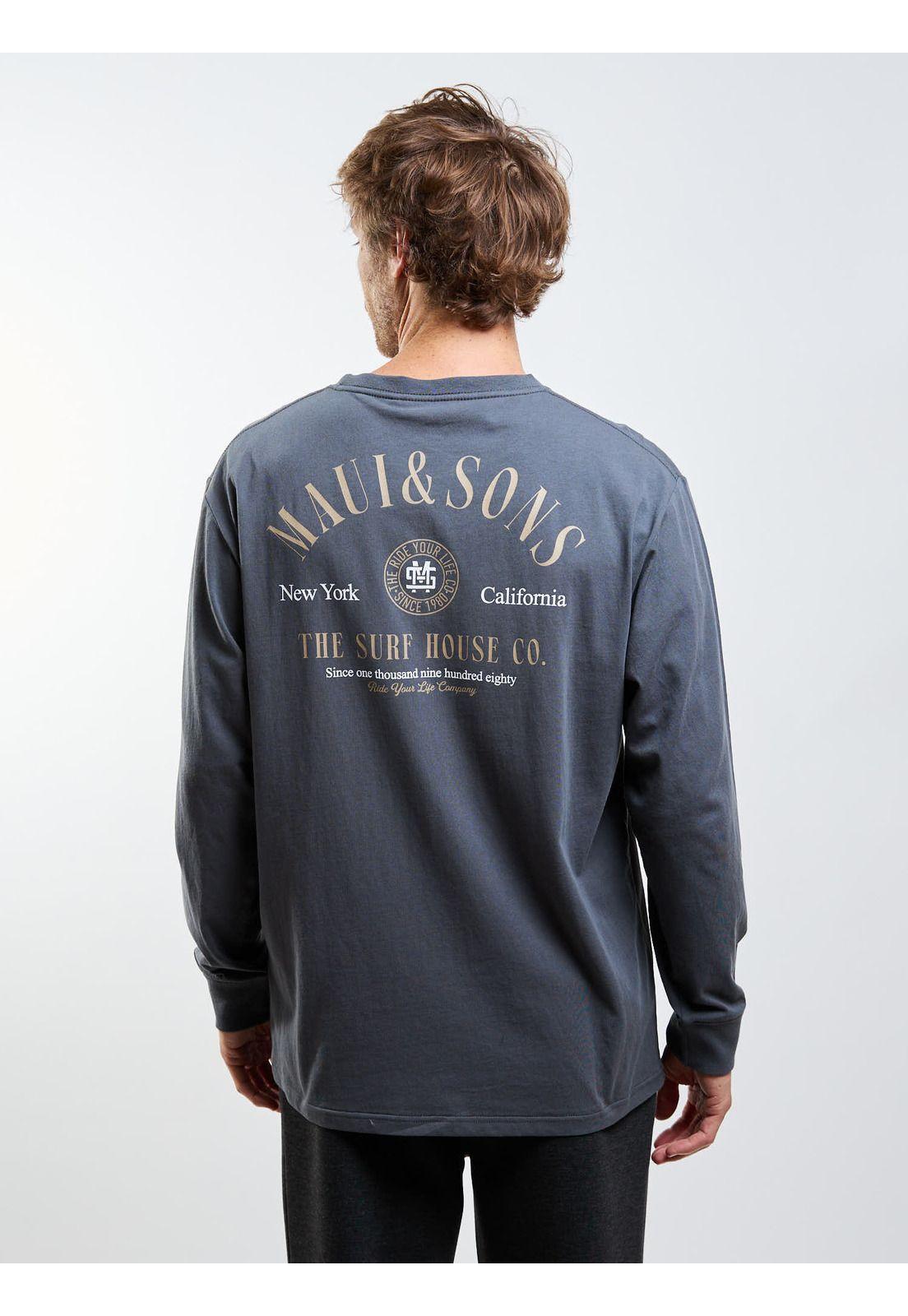 Polera ML Surf House Gris Hombre Maui And Sons-1