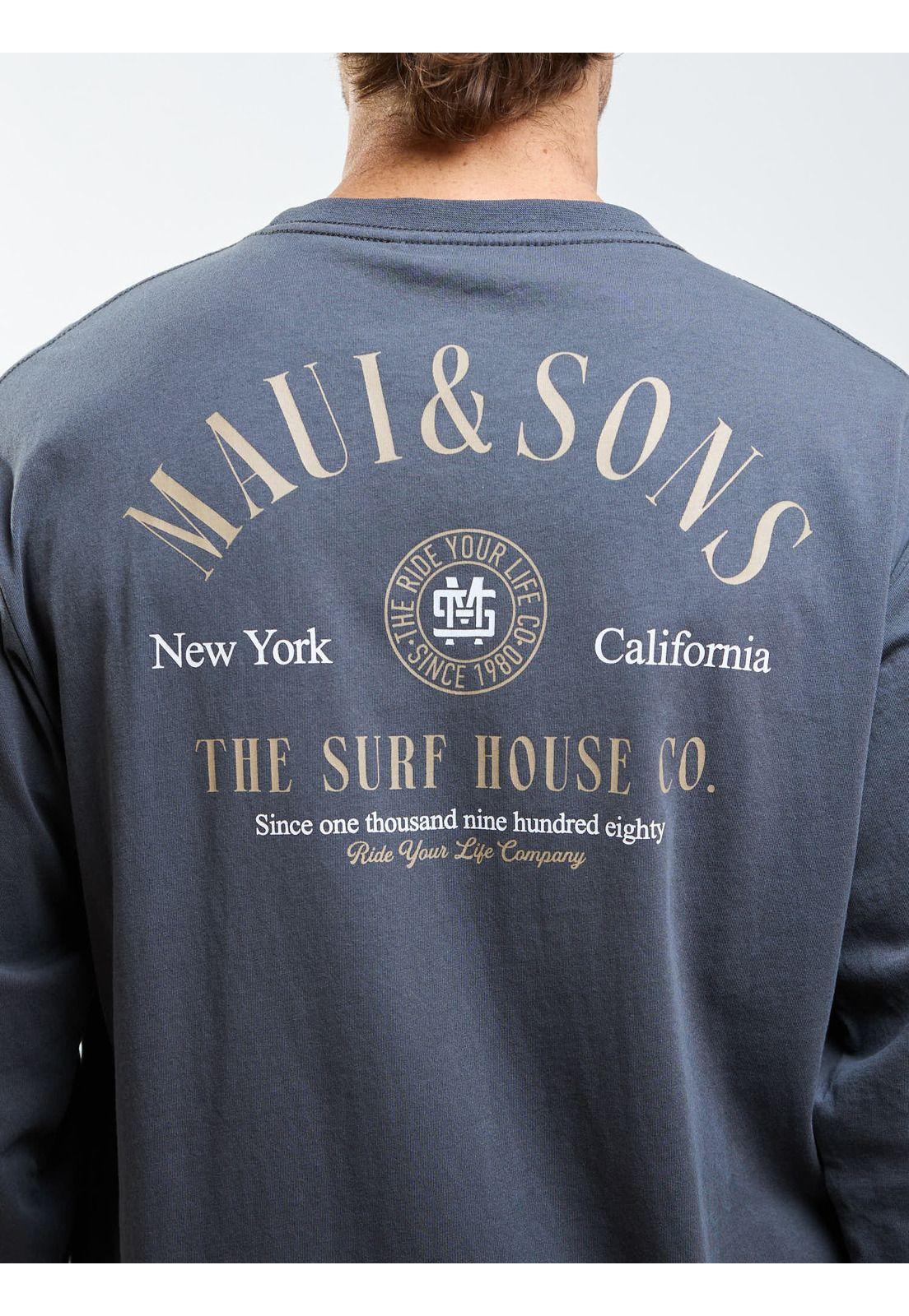 Polera ML Surf House Gris Hombre Maui And Sons-3