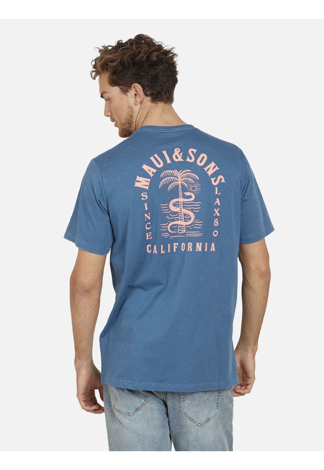 Polera SNAKE & PALM DYE Hombre Azul Maui and Sons-1