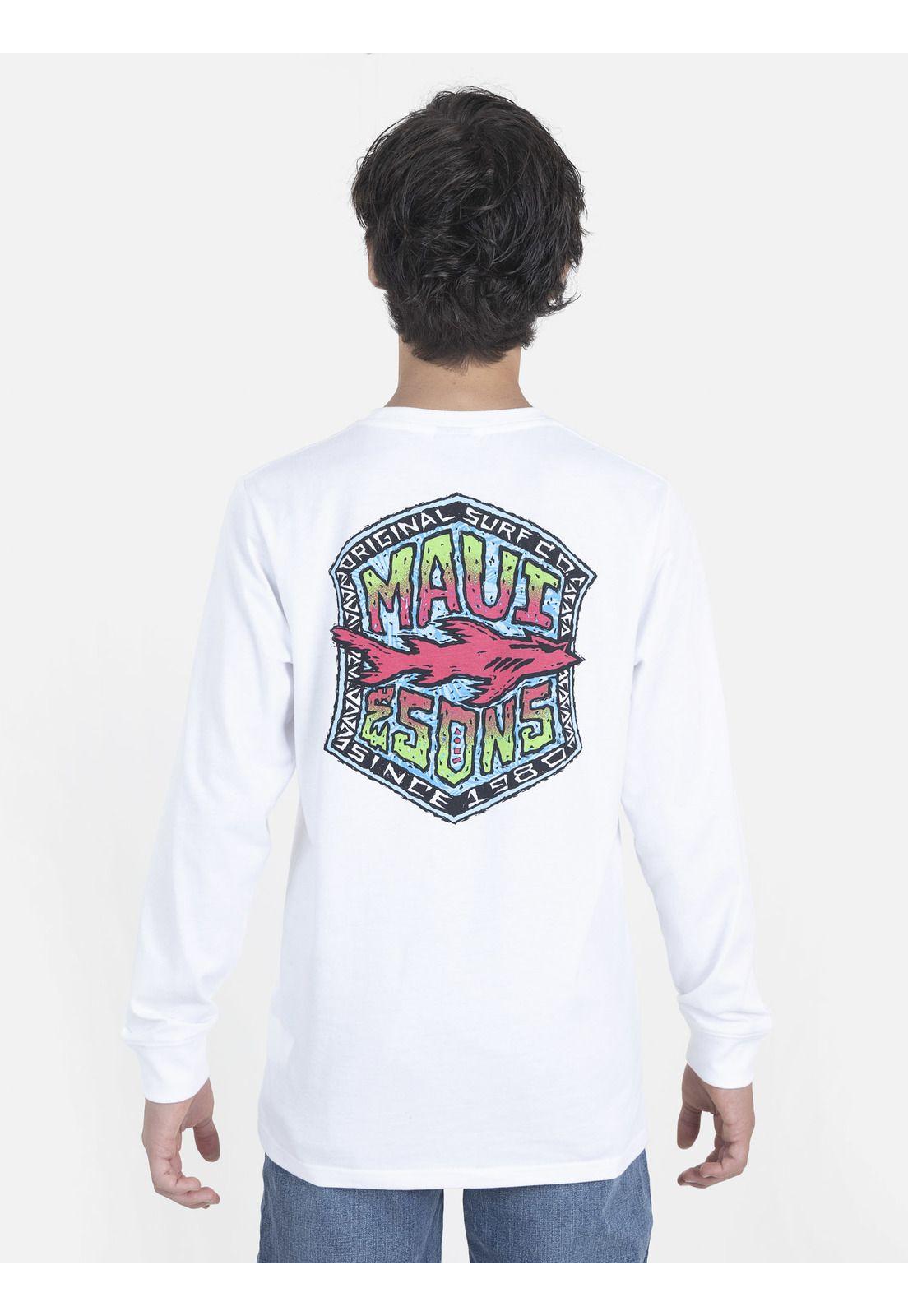 Polera Juvenil SHARK SHIEL LS TEE Blanco Maui and Sons-1