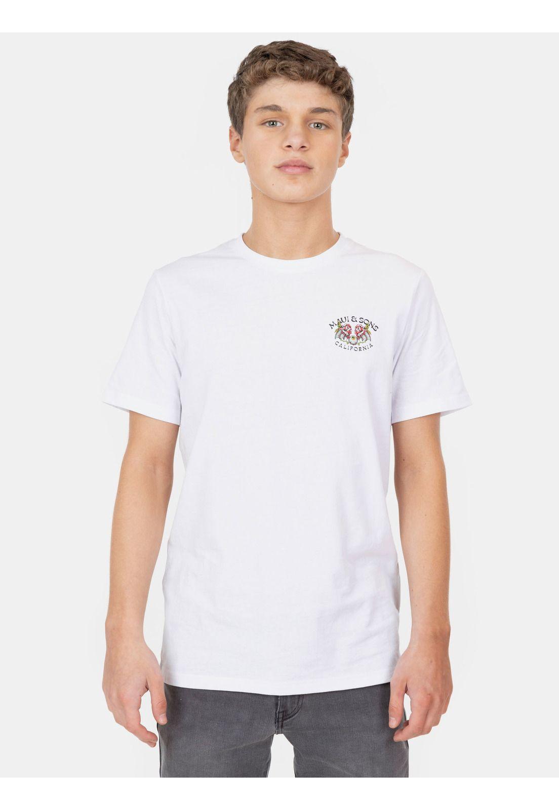 Polera MC Skull With Flowers Blanco Infantil Maui And Sons-0