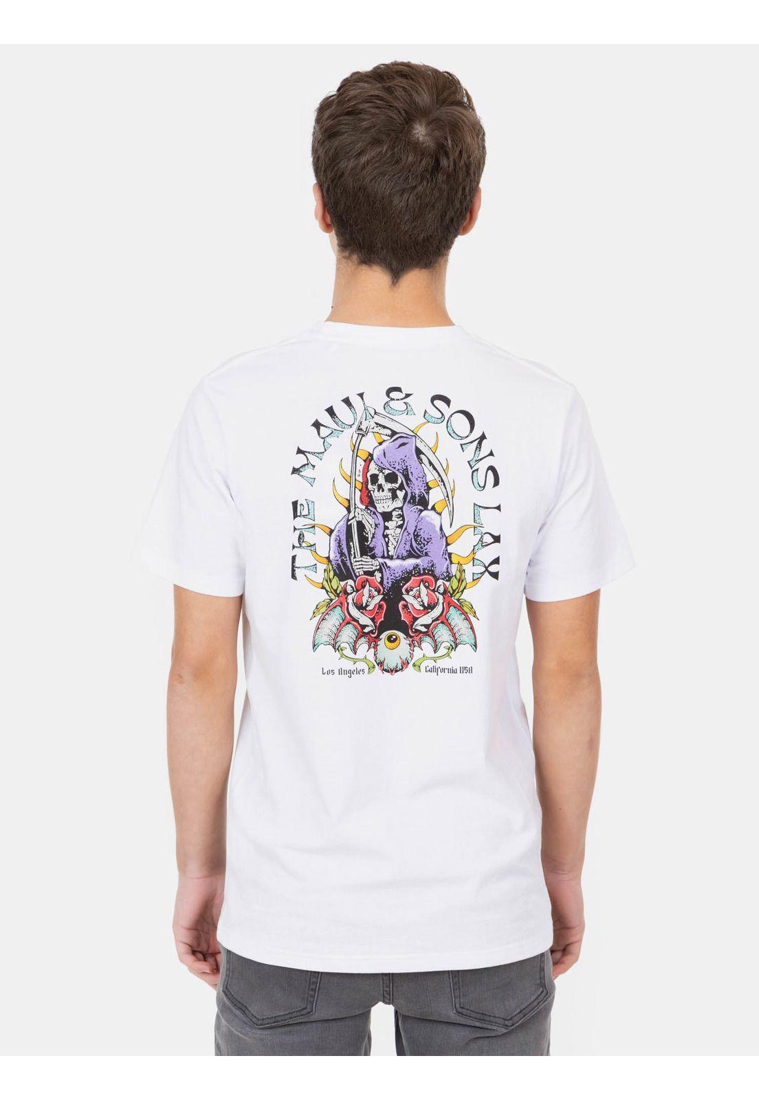 Polera MC Skull With Flowers Blanco Infantil Maui And Sons-1