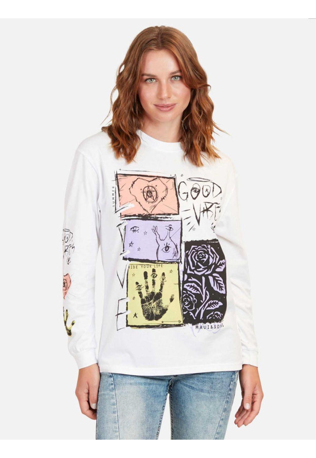 Polera Good Vibes Mujer Blanco Maui And Sons-0