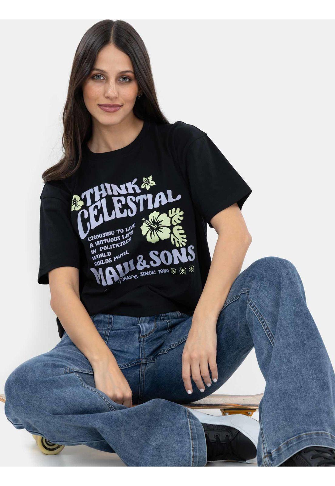 Polera MC Think Celestial Negro Mujer Maui And Sons-2