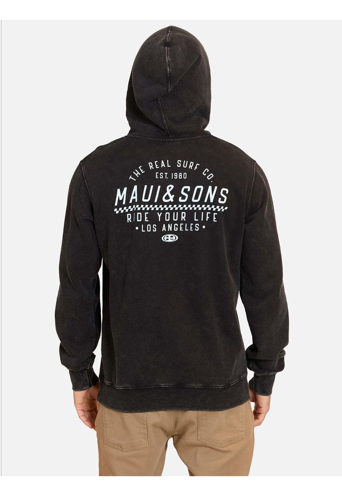 Poleron Canguro Caleb Negro Hombre Maui and Sons-1