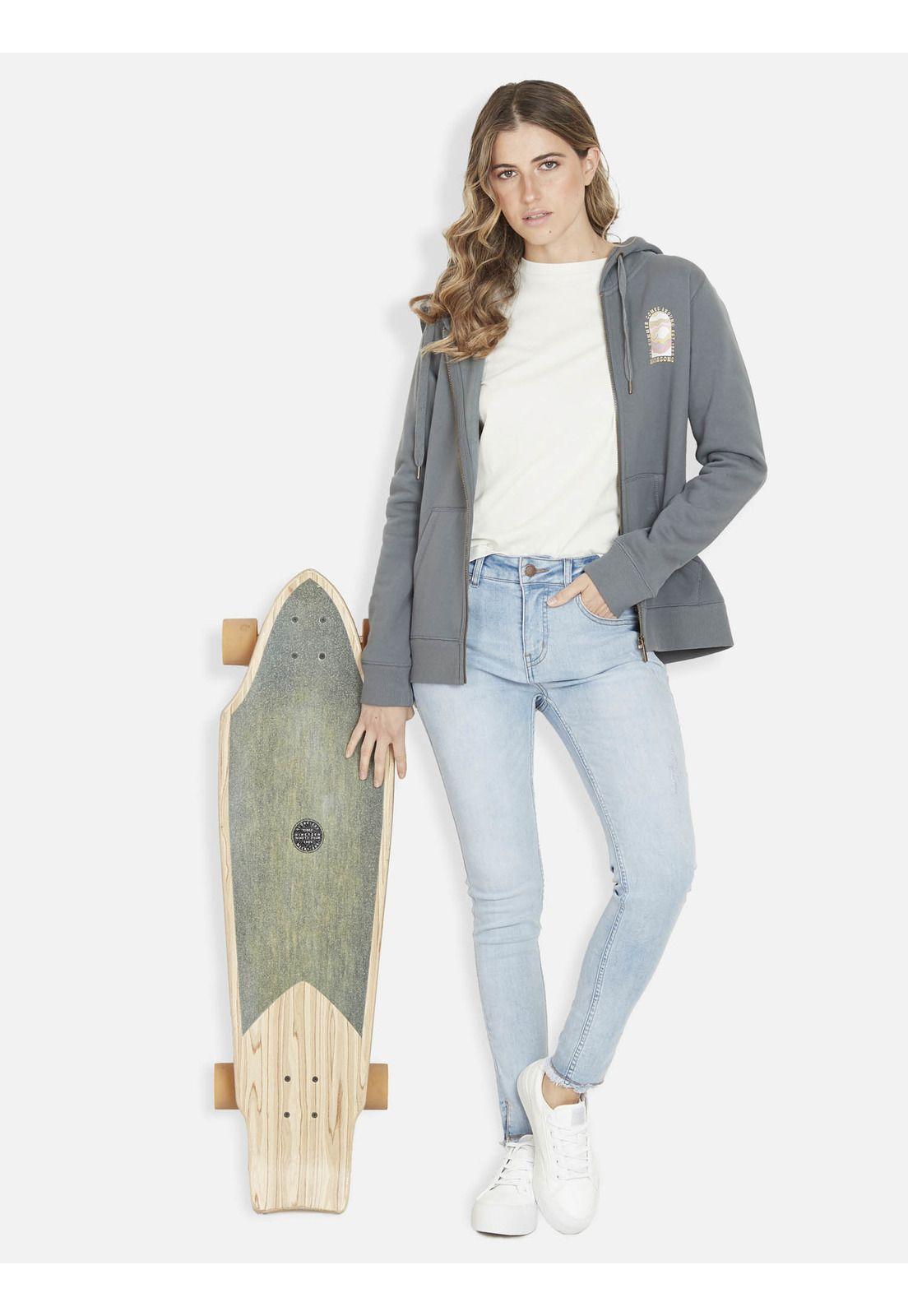 Poleron SUMMER COMES F/Z Mujer Gris Maui and Sons-2