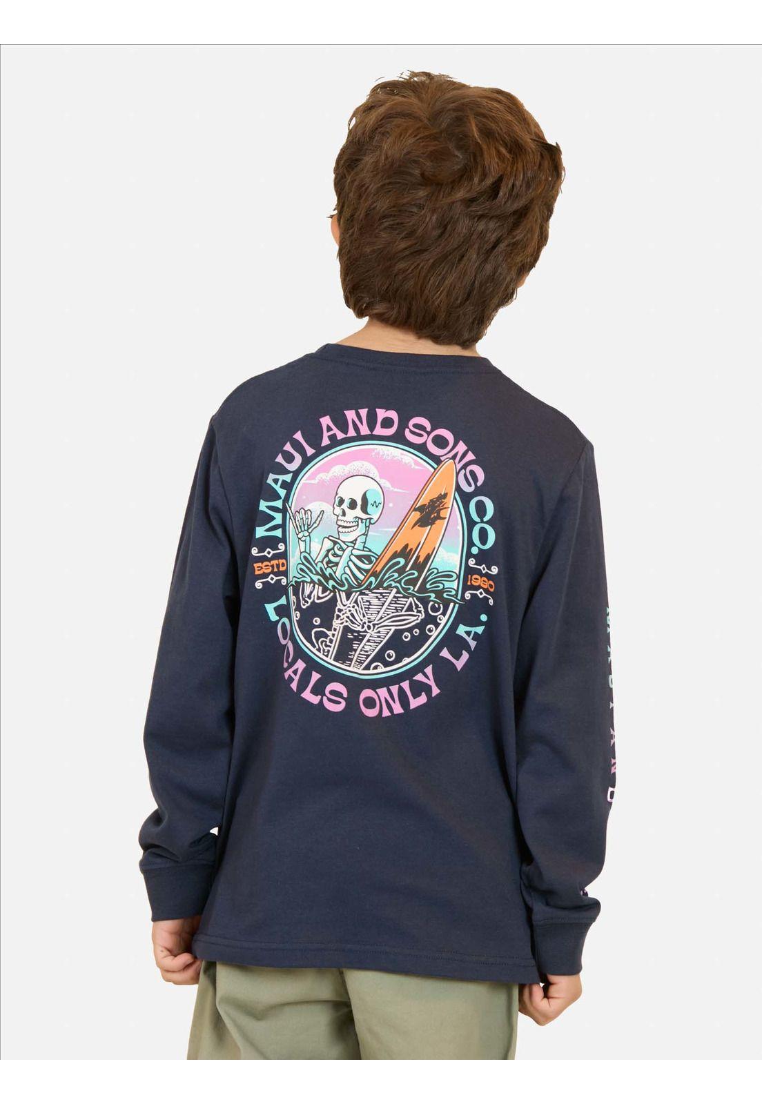 Polera ML Tiki Warrior Azul Infantil Maui And Sons-1