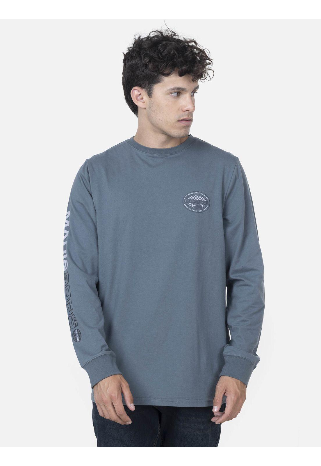Polera Hombre LOCALS STREET FOOD LS TEE Gris Maui and Sons-0