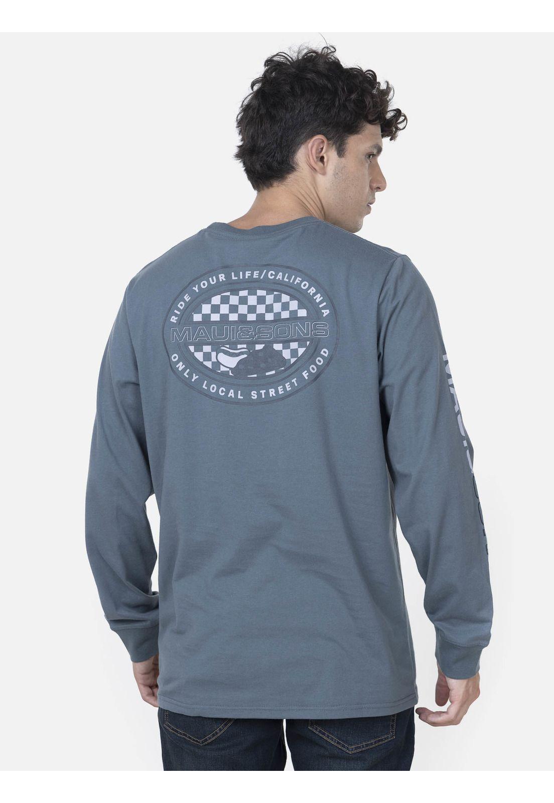 Polera Hombre LOCALS STREET FOOD LS TEE Gris Maui and Sons-1