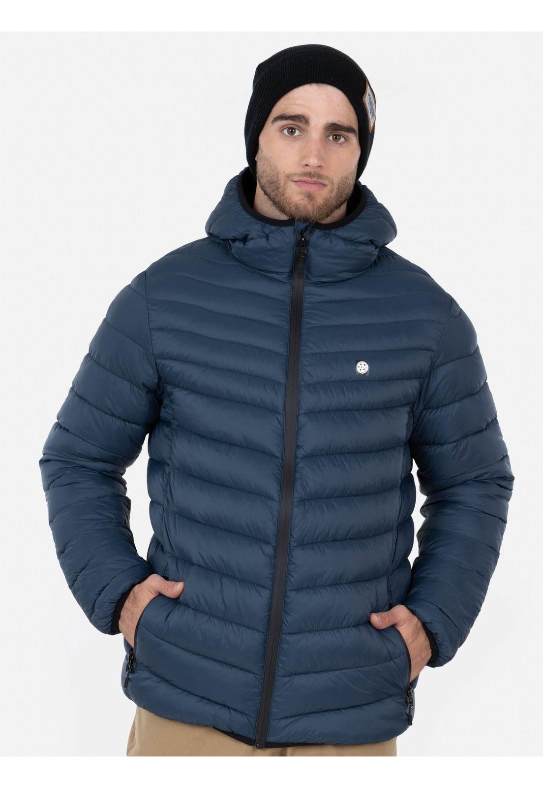 Parka Diagonal Hood Quilted Hombre Azul Maui and Sons-0