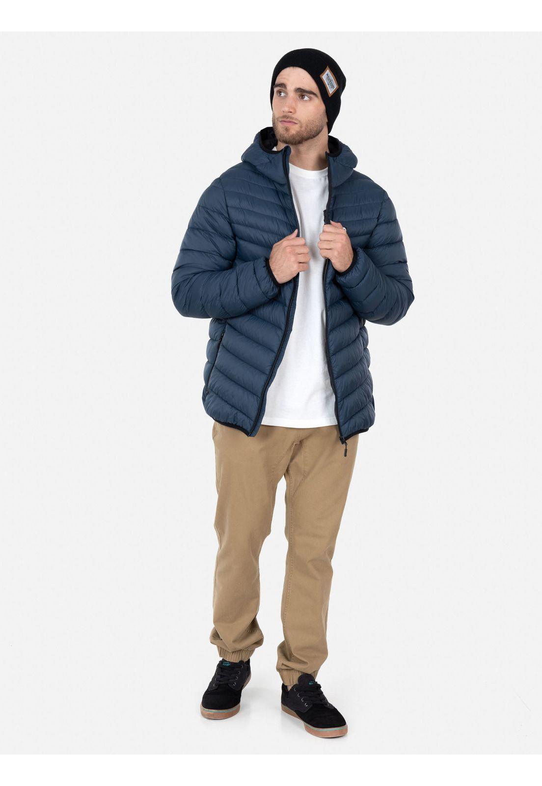 Parka Diagonal Hood Quilted Hombre Azul Maui and Sons-3