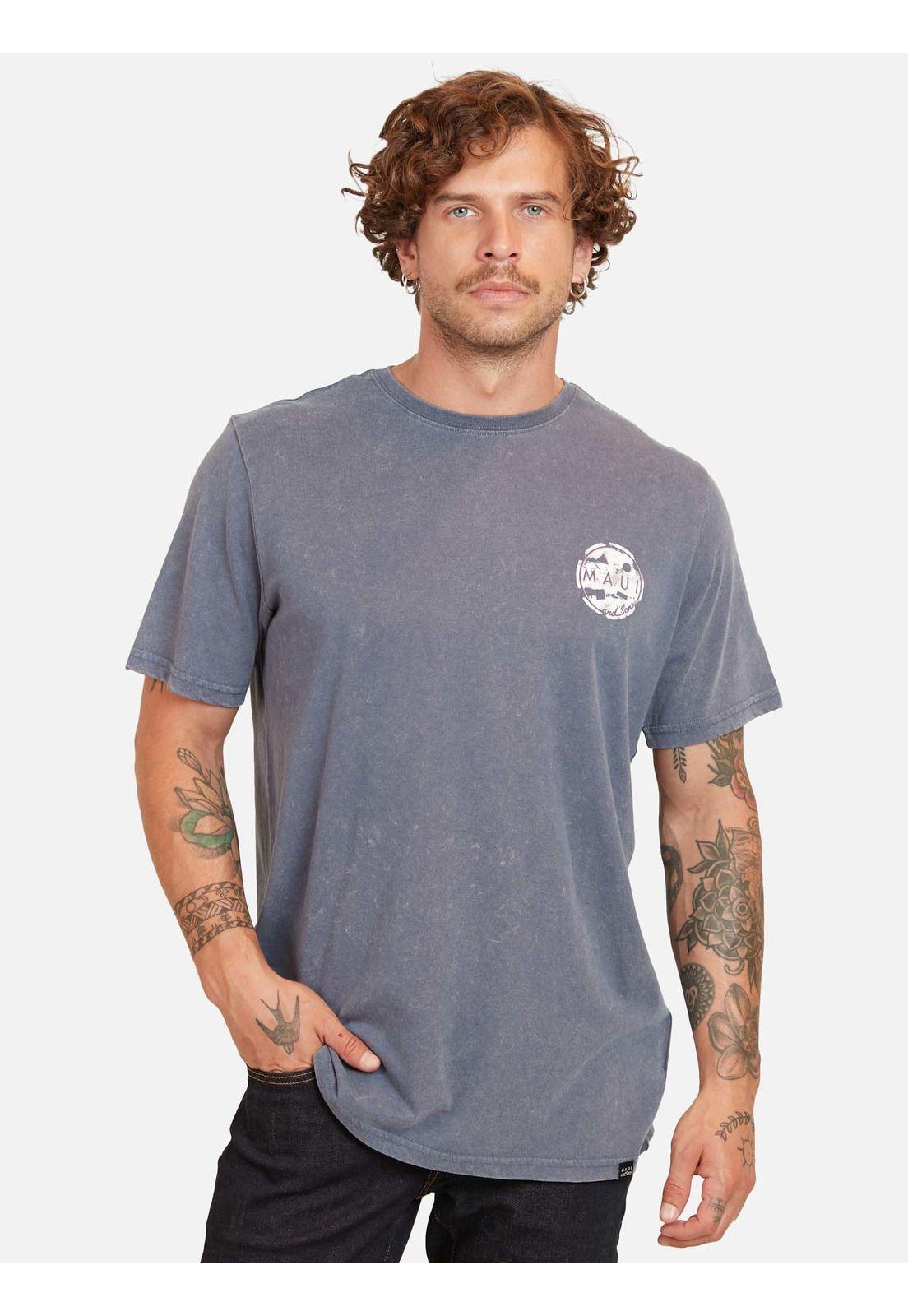 Polera Cookie Effect Wornout Celeste Hombre Maui And Sons-0