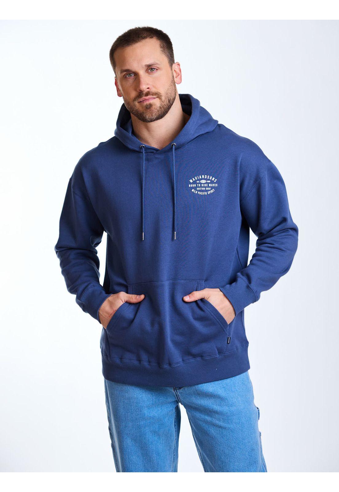 Poleron Canguro Coastal Azul Hombre Maui and Sons-5