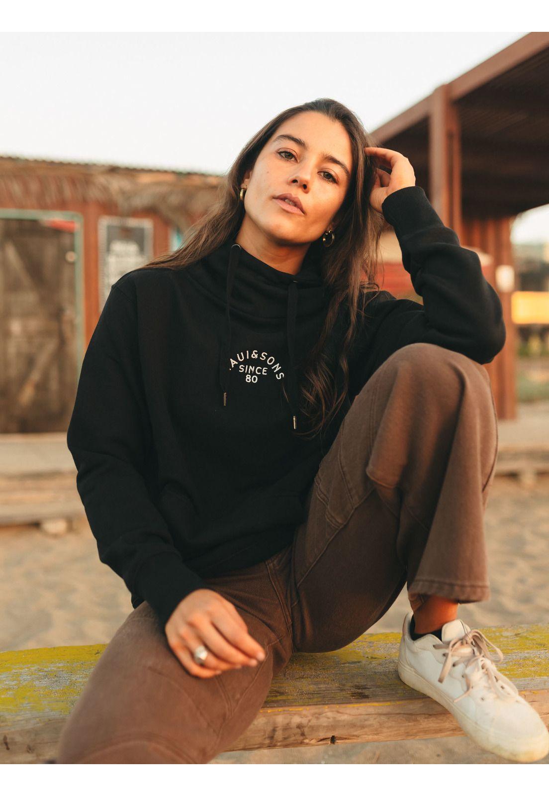 Poleron Canguro Bali Negro Mujer Maui And Sons-0