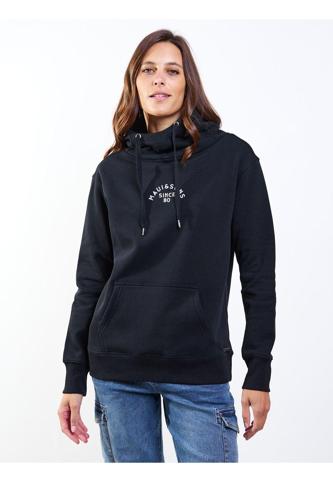 Poleron Canguro Bali Negro Mujer Maui And Sons-3