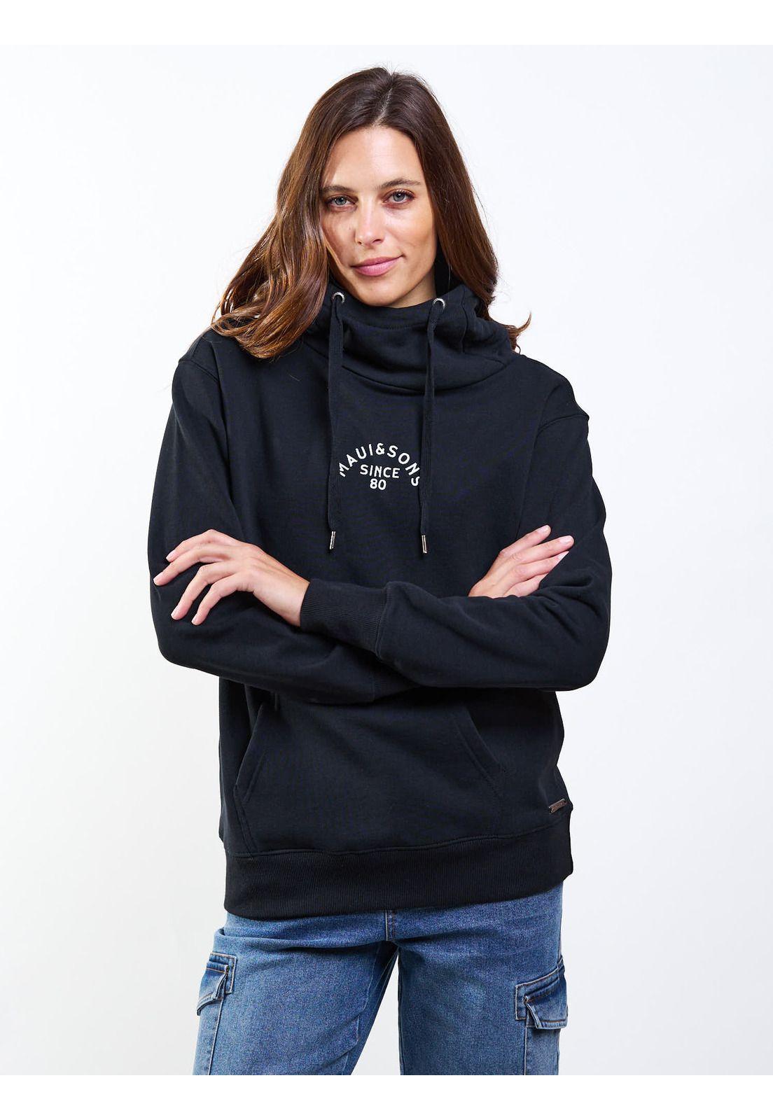 Poleron Canguro Bali Negro Mujer Maui And Sons-7